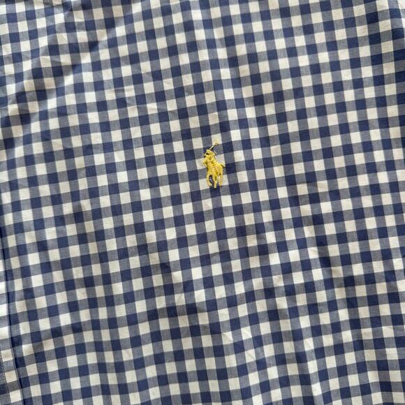Ralph Lauren Polo Navy Yellow Pony logo 100% cotton button down dress‎ shirt 2XB - Picture 1 of 7